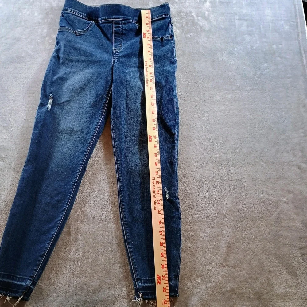 Spanx Jeans Womens Petites Medium Blue Distressed Jegging Elastic Waist Shaping‎
